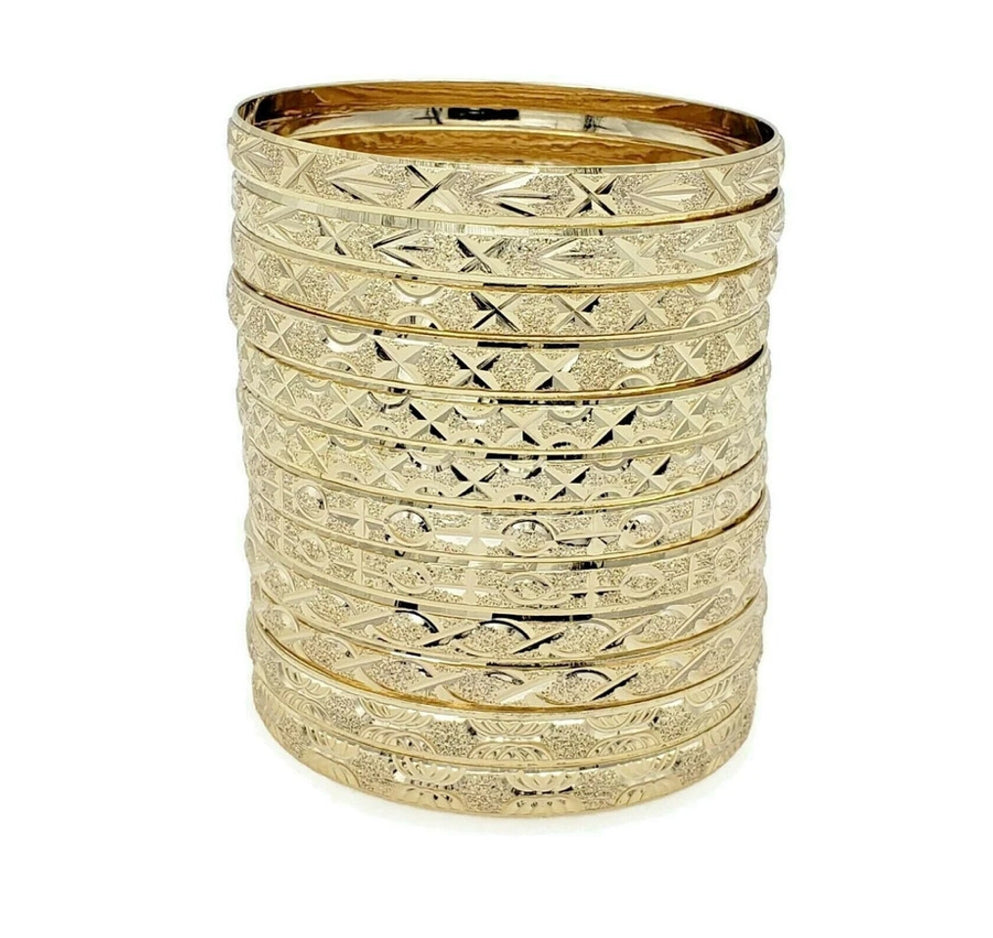 22k Yellow Gold Plated 12Pc Bangle Set